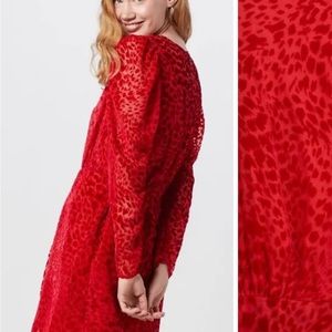 ❤️The Kooples Artichoke Red Velvet Mini Dress Animal Print
